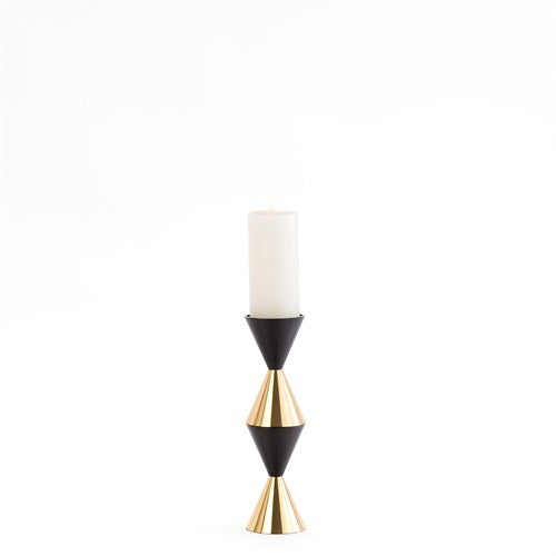 Italian Diamond Candle Holder-Bronze/Brass-Sm