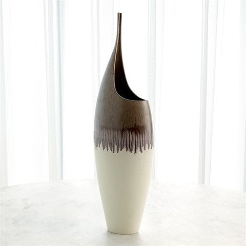 Curved Vase-Amethyst Drip-Low Stem-مزهريه كريمي -كبيره