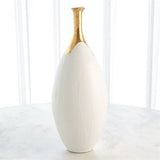 Dipped Golden Crackle/White Slender Vase- Large-فازه سكري مع ذهبي