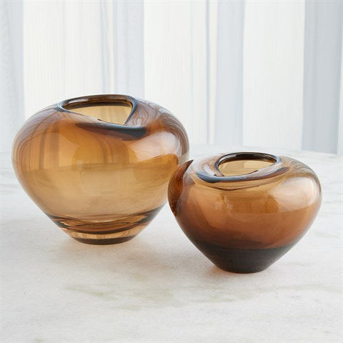Undulating Vase-Dark Amber- Large-مزهرية متموجة - عنبر داكن
