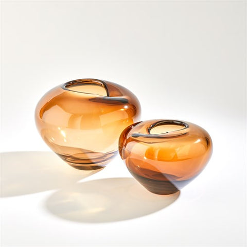 Undulating Vase-Dark Amber- Small-مزهرية متموجة - عنبر داكن