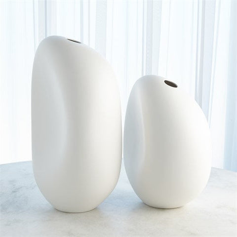 River Stone Vase-Matte White- Small-مزهرية حجر النهر-أبيض مطفي - صغير
