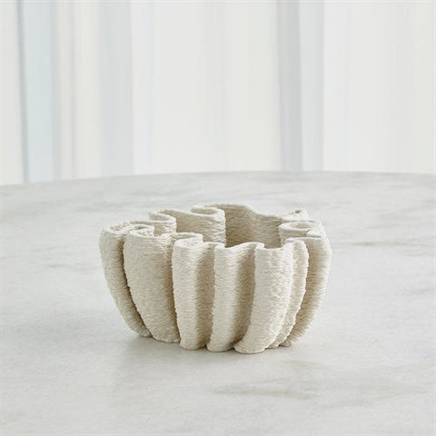 Ripple Printed Bowl-Matte White-وعاء تموج-أبيض مطفي- قصير