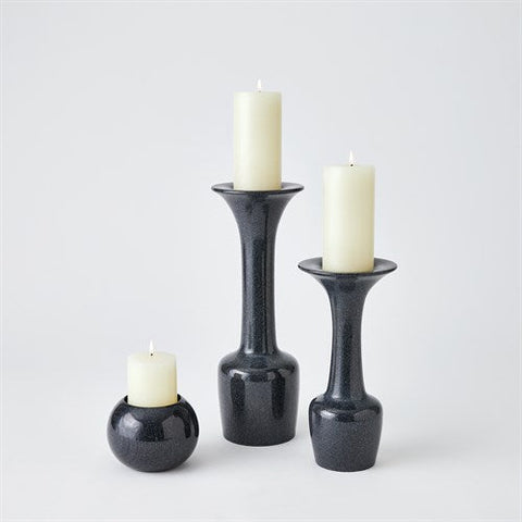 Calyx Candle Holder-Black- Small-حامل شموع دائري - أسود - صغير
