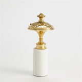 Newel Cap Sculpture-Brass/White Marble- Small-نحت -نحاس/رخام أبيض- صغير