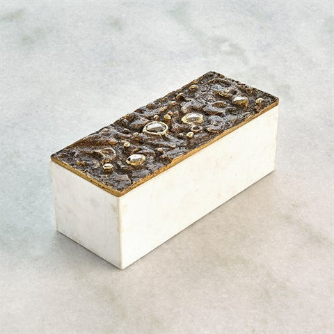 Crater Top Box-Bronze-White Marble-Rectangular-صندوق علوي كريتر - برونز - رخام أبيض - مستطيل