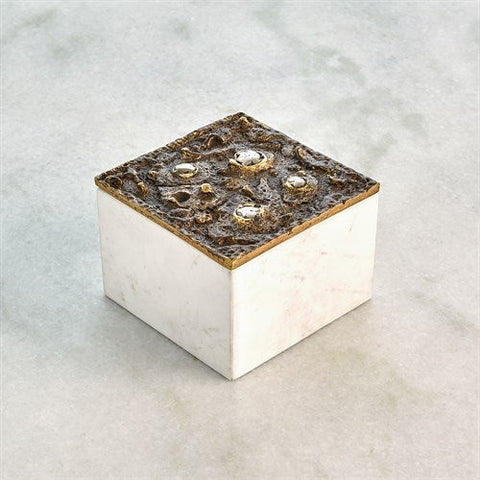 Crater Top Box-Bronze-White Marble-Square-صندوق علوي كريتر - برونز - رخام أبيض - المربع