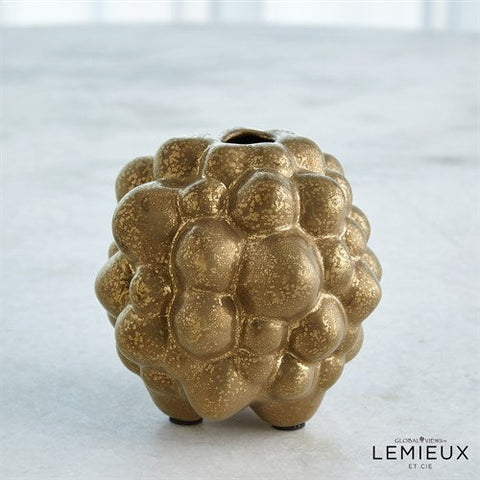 Bubble Vase-Matte Antique Gold- Small-فازه على شكل فقاعات -ذهبي