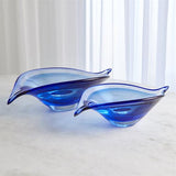 Bent Leaf Bowl-Blue- Large-وعاء ازرق