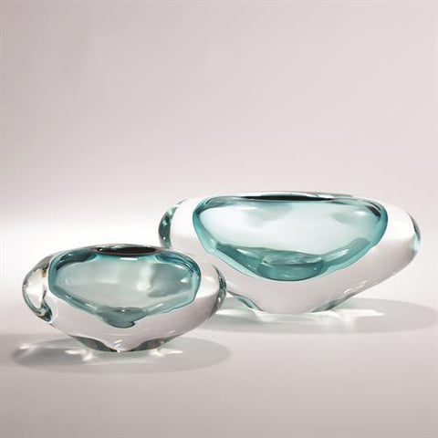 Abstract Bean Vase-Azure-Large(مزهرية على شكل حبة فول - زجاج أزور - كبير)