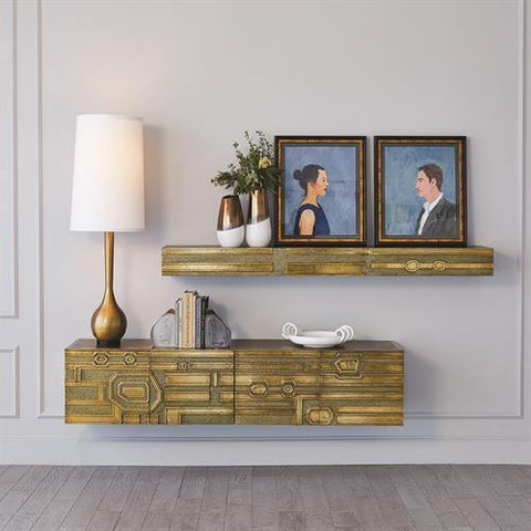Abstract Block Floating Shelf-Brass(رف  جداري من النحاس الأصفر)