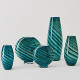 Aqua Green Swirl Vase-Large(مزهرية لولبية - اخضر مائي - كبير)