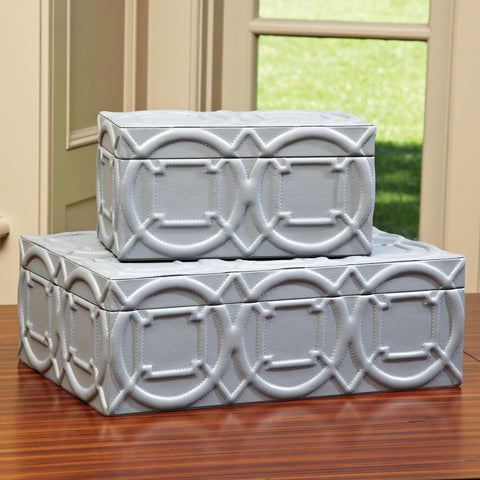 Arabesque Trapunto Box-Grey-Large(صندوق مزخرف رمادي- كبير)