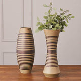Banded Cinched Vase-Tarnish(مزهرية مخططة .)