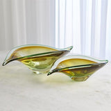 Bent Leaf Bowl-Aqua/Amber-Large(سلطانية منحنية - كبير)