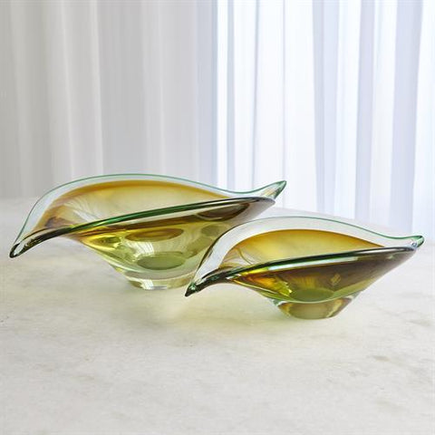 Bent Leaf Bowl-Aqua/Amber-Small(سلطانية منحنية - صغير)