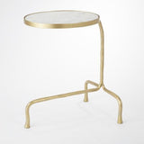 Cantilever Table-Brass with White Marble(طاولة جانبية نحاسي أصفر مع سطح رخامي أبيض مقاس 19*15.5*23 بوصة)