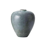 Check Bulbous Vase-Reactive Silver Blue-Small(مزهرية مربعة منتفخى - باللون الفضي الأزرق - صغيرة الحجم)