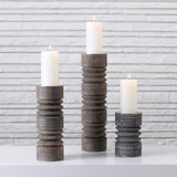 Contempo Candle Holder-Weathered Grey-Small(حامل شموع خشبي رمادي حجم صغير)