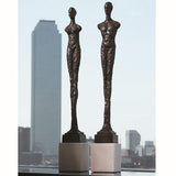 Contempo Statues- Pair sculpture(زوجان من  التماثيل - باللون الأسود / الأبيض من الحجر الجيري)