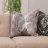 Feather Embroidered Pillow-Greys