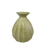 Fluted Cinched Vase-Celadon Pebble-Fat( مزهرية سيلادون بيبل بخطوط بارزة - عريضة)