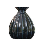 Fluted Cinched Vase-Ink-Fat( مزهرية مخددة كحلية اللون- عريضة)