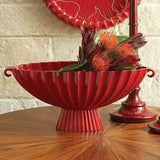 Fluted Oval Compote-Red