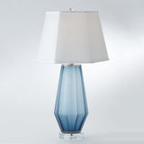 Fluted Urn Frosted Lamp-Blue(مصباح بحامل زجاجي بلوري مخدد - أزرق )