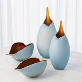 Frosted Blue Bowl W/Amber Casing-Small(وعاء أزرق بلوري مع غلاف كهرماني -صغير )