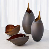Frosted Grey Bowl W/Amber Casing-Small(وعاءرمادي بلوري مع غلاف كهرماني- صغير )
