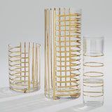 Glass Grid Carafe w/Cup-Gold(بريق زجاجي شبكي مع كوب ذهبي)