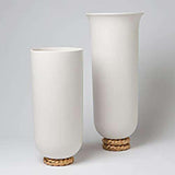 Golden Ceramic Rope Vase-Small(مزهرية ابيض مطفي على قاعدة لون ذهبي على شكل حبل حجم صغير مقاس 8.5*18.25 بوصة )