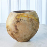 Golden Raku Flat Round Vase(مزهرية مسطحة دائرية من جولدن راكو)