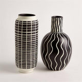 Graphic Grid Cylinder Vase-Black/White