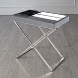 Graphite Mirror in Nickel Folding Tray Table(طاولة صينية قابلة للطي من النيكل)