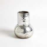 Hammered Ceramic Chimney Vase-Silver-Small(مزهرية مدخنة سيراميك مطروقة - فضي - صغيرة)