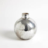 Hammered Ceramic Orb Vase-Silver-Large(مزهرية سيراميك مطروقة - فضي - كبيرة)