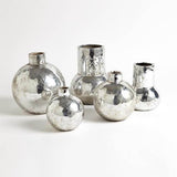 Hammered Ceramic Orb Vase-Silver-Large(مزهرية سيراميك مطروقة - فضي - كبيرة)