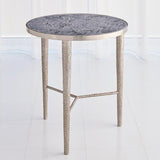 Hammered End Table-Antique Nickel w/Grey Marble(2)