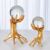 Hands on Sphere Holder-Gold Leaf-Large(حامل كروي - ذهبي- كبير)