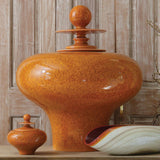 Happy Temple Jar-Orange-Squat(جرة برتقالية قصيرة بغطاء)