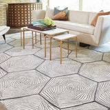 Hex Swirl Rug-9' x 12'( -9' x 12'سجادة هيكس سويرل-ابيص ورمادي)