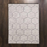 Hex Swirl Rug-9' x 12'( -9' x 12'سجادة هيكس سويرل-ابيص ورمادي)