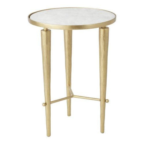 Jasper Accent Table-Brass(طاولة بثلاثة أرجل نحاسي أصفر بسطح رخامي أبيض)