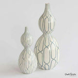 Linking Trellis Double Bulb Vase-Blue-Lg