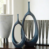 Open Oval Ring Vase-Celestial-Small(مزهرية  بشكل حلقة بيضاوية  ذات عنق رفيع-  صغيرة - بلون سماوي)