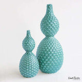 Pebble Double Bulb Vase-Blue-Large(مزهرية  بشكل البصلة المزدوجة - زرقاء اللون- كبيرة)