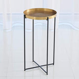 Plaid Etched Accent Table-Antique Brass side table(طاولة جانبية منقوشة محفورة من النحاس الأصفر العتيق)