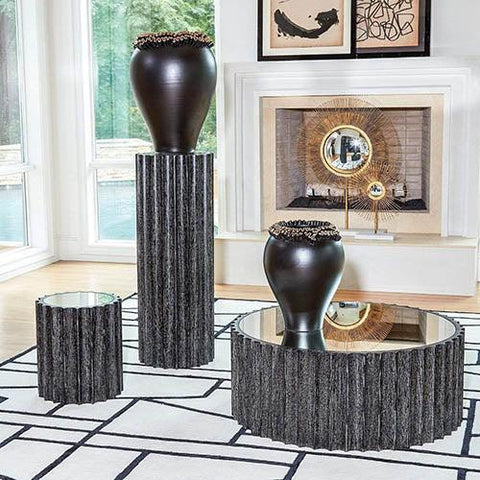 Reflective Column Side Table-Black Cerused Oak(طاولة جانبية رفلكتيف كولمن كوكتيل لون بلوط أسود)